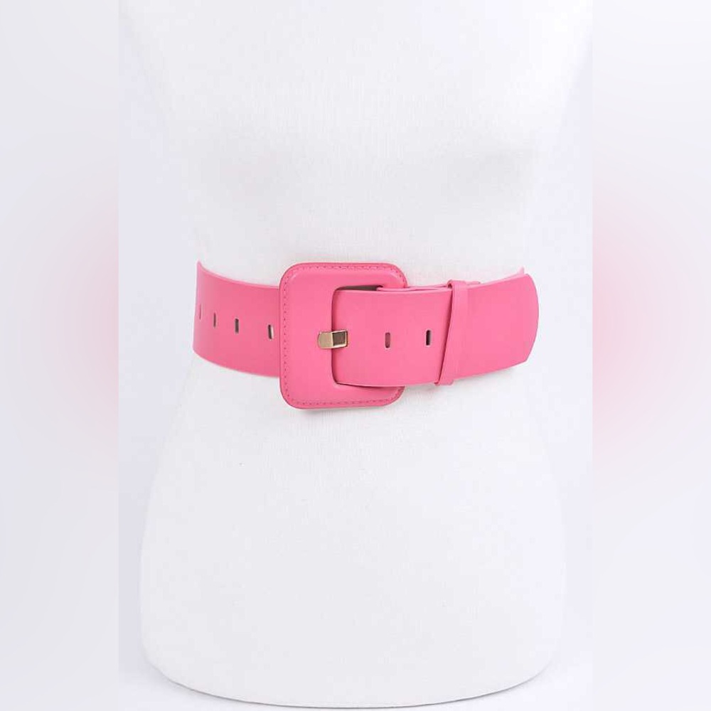 Solid Color Vegan Leather Statement Belt